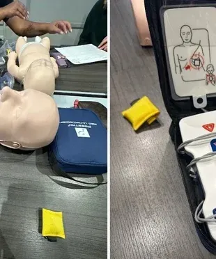 Hands-on CPR training in class